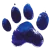 Sharp blue pawprint representing visibility and outreach in animal rescue.