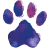 Vibrant purple pawprint reflecting hope, second chances, and legacy in animal rescue.